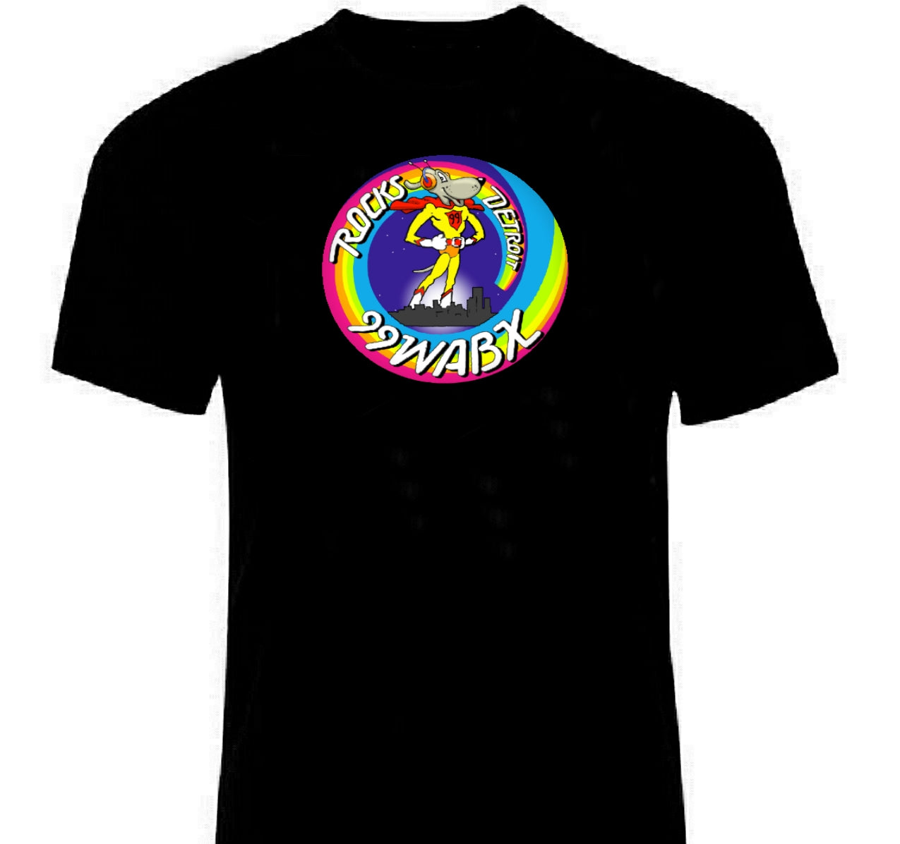 WABX DETROIT RADIO LOGO ON BLACK T SHIRT