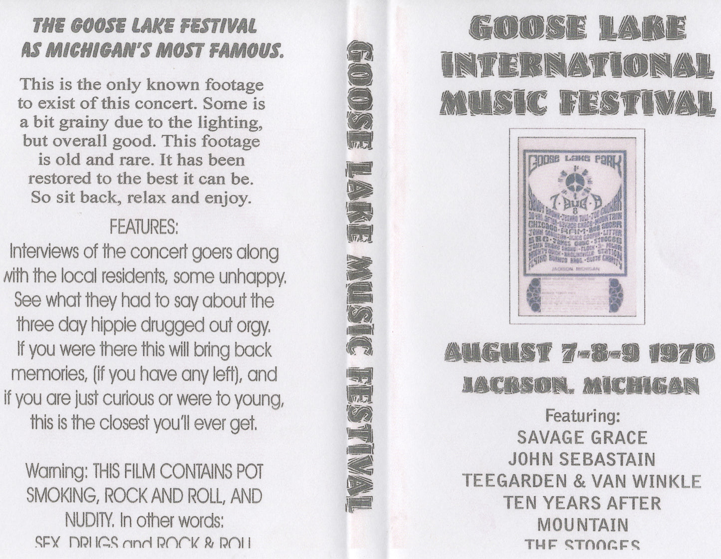 GOOSE LAKE 1970 DVD footage