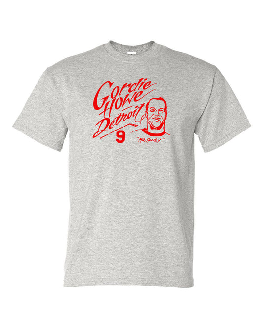 gordie howe hand drawn t shirt