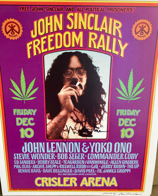 John Sinclair Freedom Rally Leni Sinclair poster SIGNED