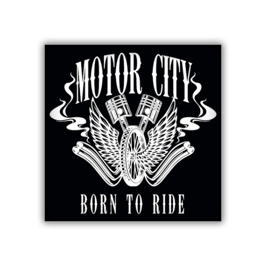 MOTOR CITY BORN TO RIDE BIKER STICKER   www.lostinsounddetroit.com